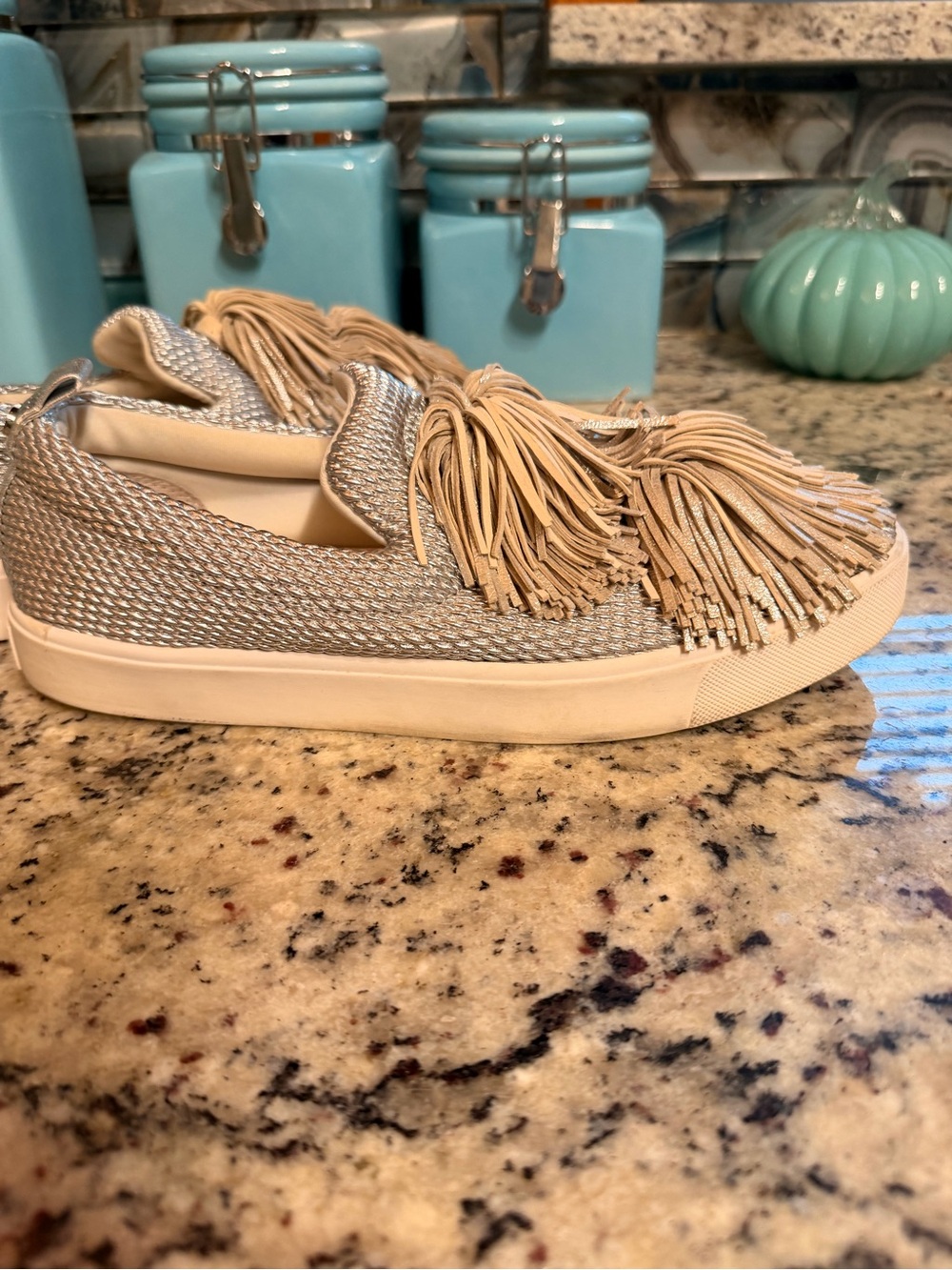 Sam Edelman Silver Metallic Tassel Slip-On Sneakers Size 8M - Picture 8 of 11